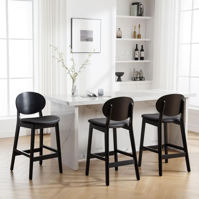 26-Inch Upholstered Wood Counter Stool/ Barstools - 37.4"H x 17.3"W x 18.7"D