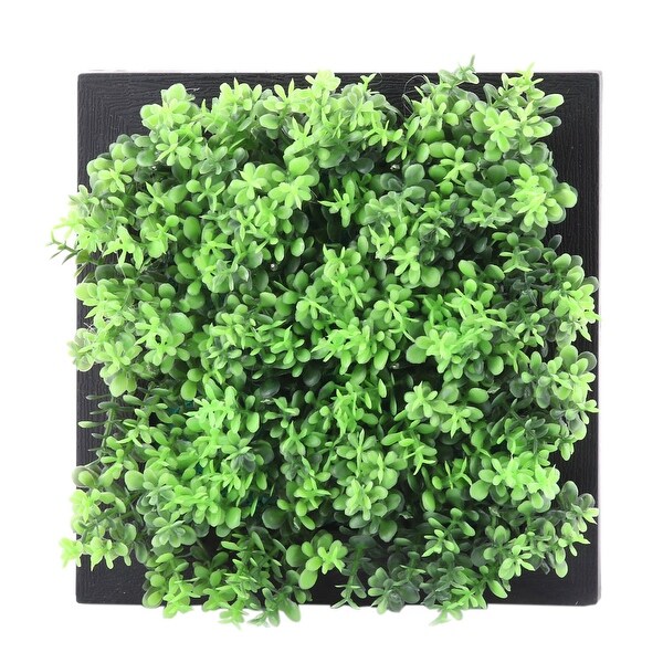 Bedroom Plastic Square Shaped Wall Hanging Artificial Grass Plant Decor Frame