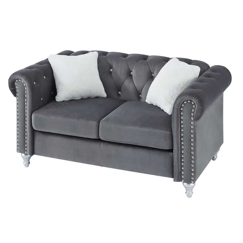 Raisa Microsuede Velvet Tufted Loveseat