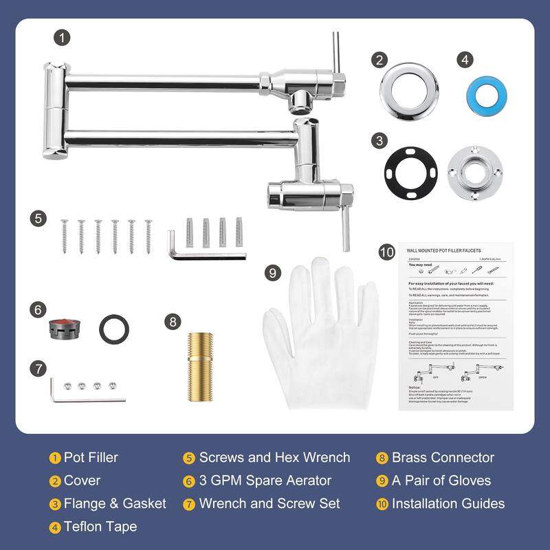 WOWOW Modern Foldable Filling Faucet with Dual-Joint Swivel Arm