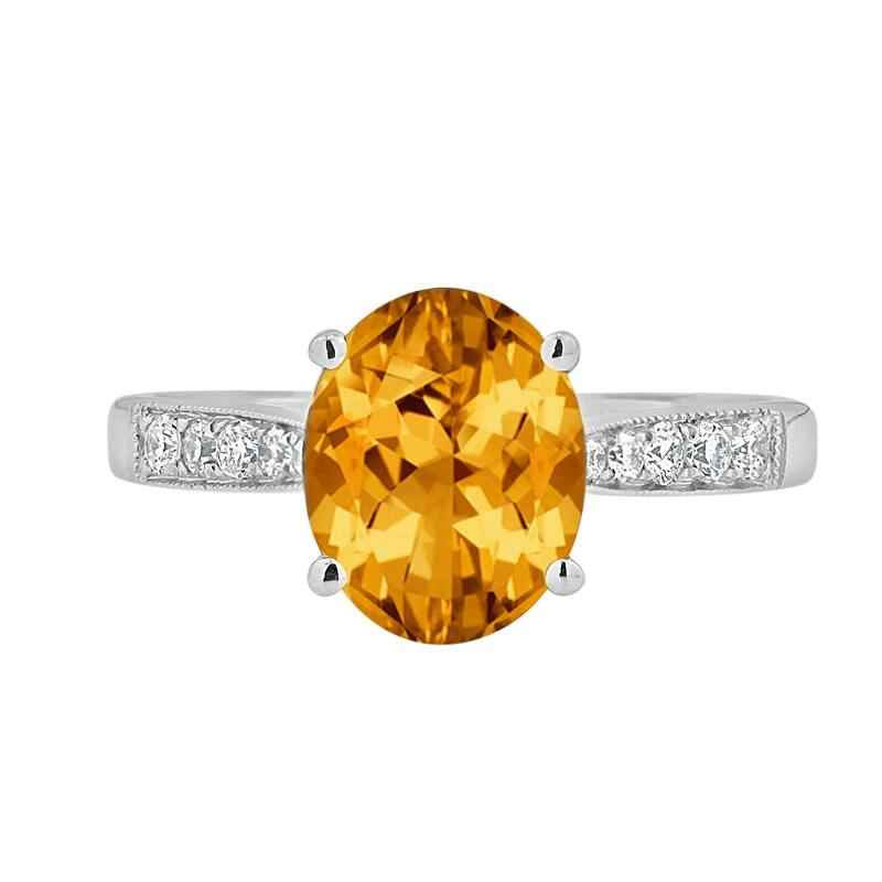 Auriya 3 1/3ct Fancy Oval Citrine and Diamond Engagement Ring 1/4ctw 14k Gold