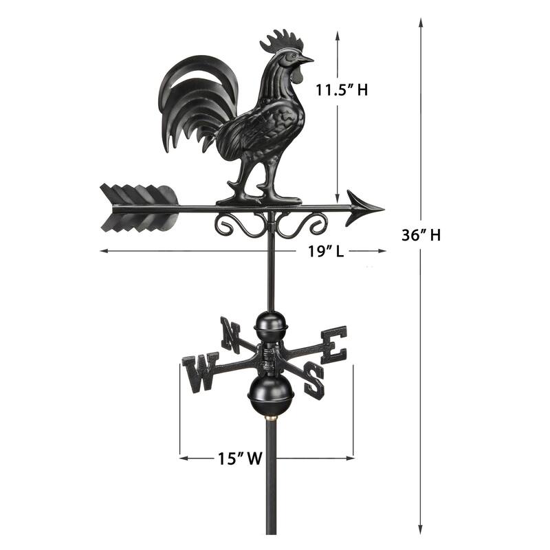 Bantam Rooster Weathervane - Black Finish by Good Directions