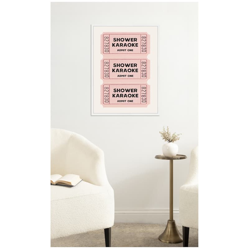 Kate and Laurel Shower Karaoke Tickets by Megan Ryan Framed Canvas Wall Art Print