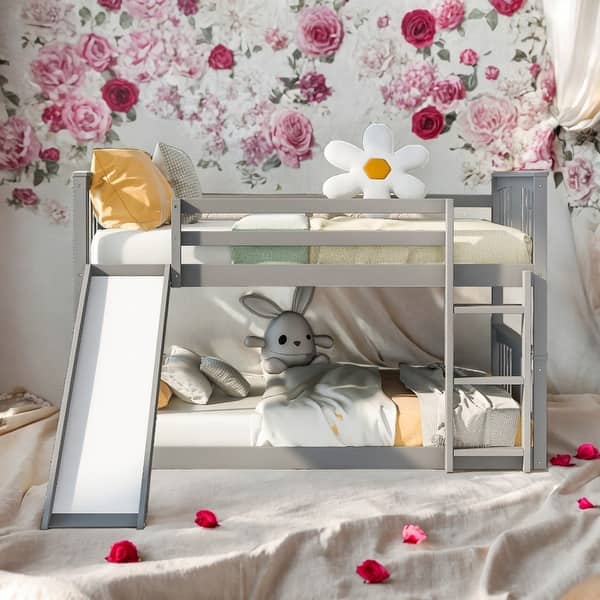 slide 2 of 24, Multifunction Full Over Full Bunk Bed With Ladder And Slide Grey