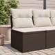 preview thumbnail 133 of 152, vidaXL Patio Sofa with Cushions Outdoor Seating Sectional Sofa Poly Rattan 24.4 x 21.7 x 27.2 in - Brown middle sofa