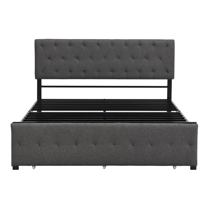 Storage Bed Metal Platform Bed with a Big Drawer