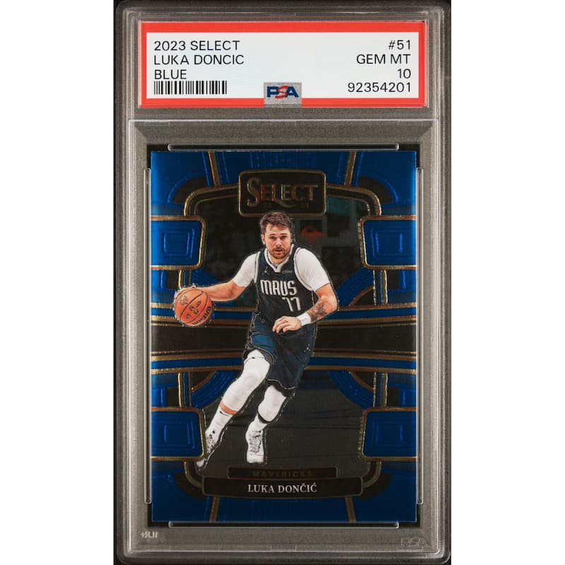Luka Doncic 2023 Panini Select Blue Basketball Card #51 Graded PSA 10 - 8'6" x 11'6"