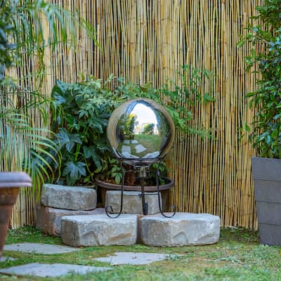Alpine Corporation 10" Diameter Indoor/Outdoor Glass Gazing Globe Yard Decoration, Silver