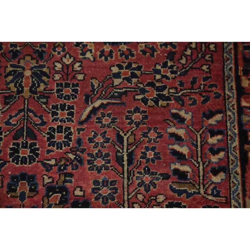 Hand Knotted Oriental 100% Wool Carpet Traditional Floral Pink Sarouk Area Rug - 4' 10'' X 3' 3''