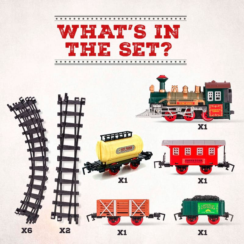 Kids Battery Operated Electric Railway Train Set for Play Christmas Decoration with Sounds and Lights