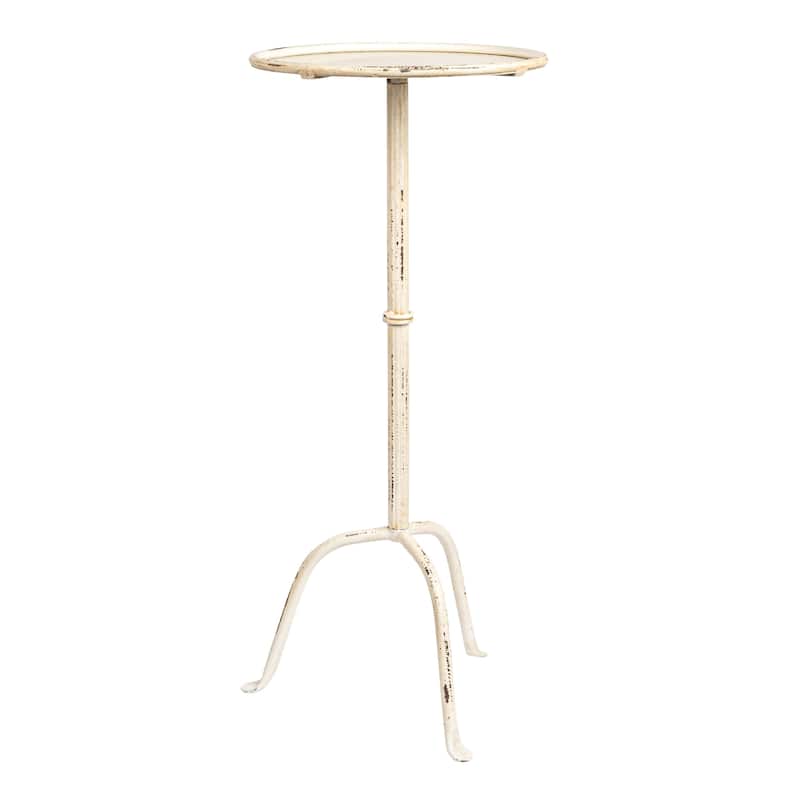 Round Metal Drink Table - Antique White