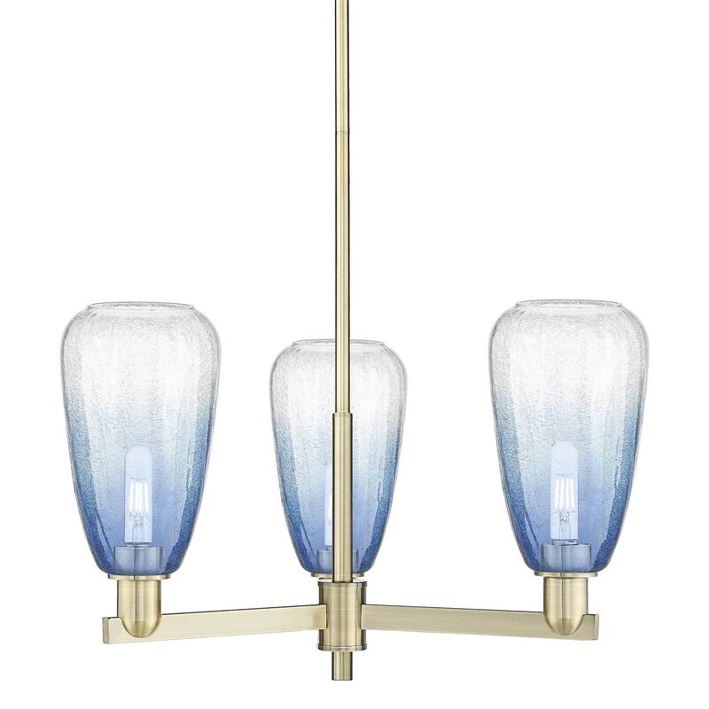 Innovations Lighting 716-3CR-9-18 Brookhaven Almond Chandelier - Antique Brass / Sapphire Blue