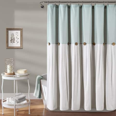 Lush Decor Linen Button Shower Curtain