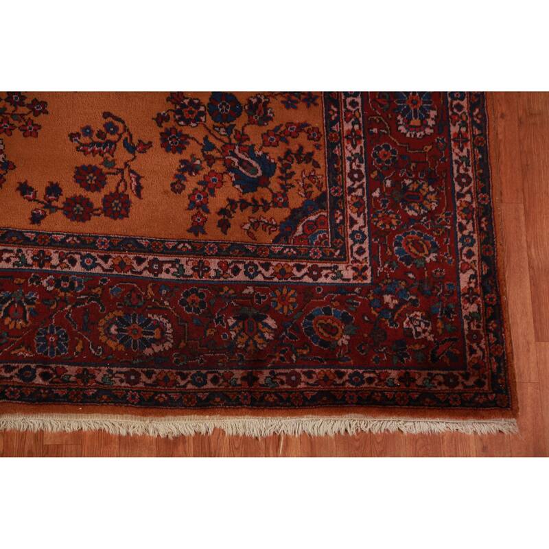Orange Floral Sparta Turkish Area Rug Hand-Knotted Wool Carpet - 8'10"x 12'10"