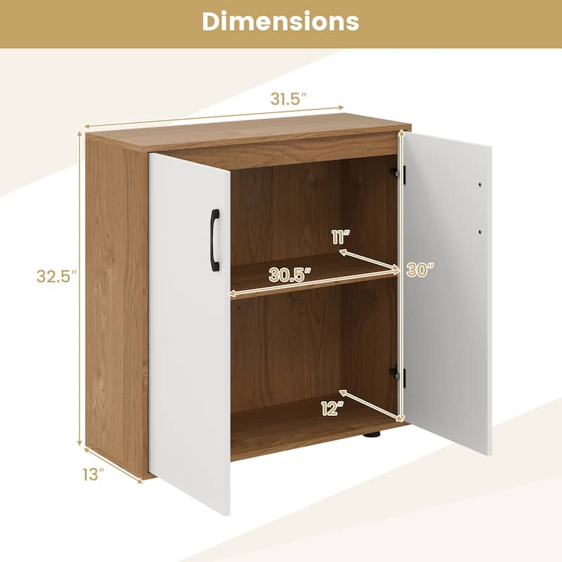Engineered Wood Storage Bar Cabinet with Adjustable Shelves and Soft-Close Doors - 31.5" L x 13" W x 32.5" H