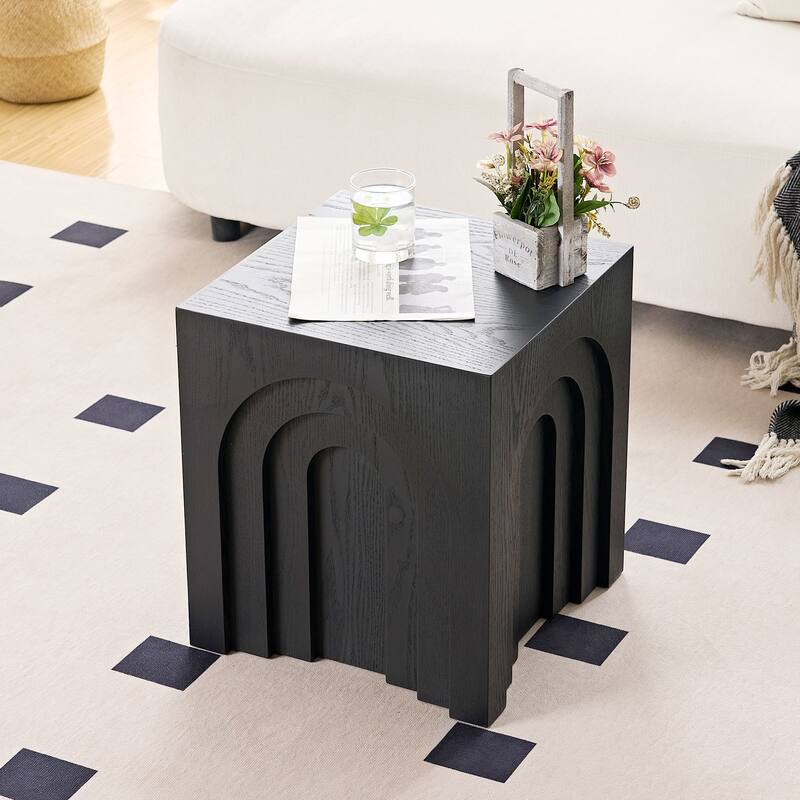 GDF Studio - Tilson Modern Faux Wood Side Table with Imitation Solid Wood Design - Black