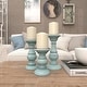 preview thumbnail 8 of 33, Mango Wood Turned Style Pillar Candle Holder (Set of 3) - White, Brown, Gold, Black, Light Blue, Cream, Silver