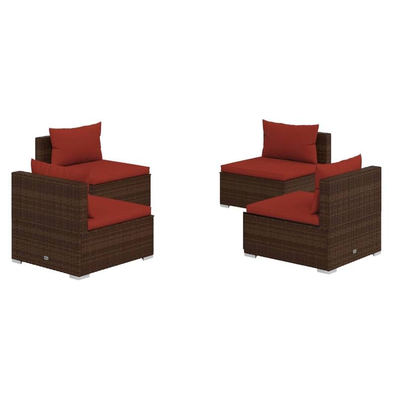 vidaXL Patio Lounge Set Outdoor Sectional Sofa Set Table Garden Poly Rattan
