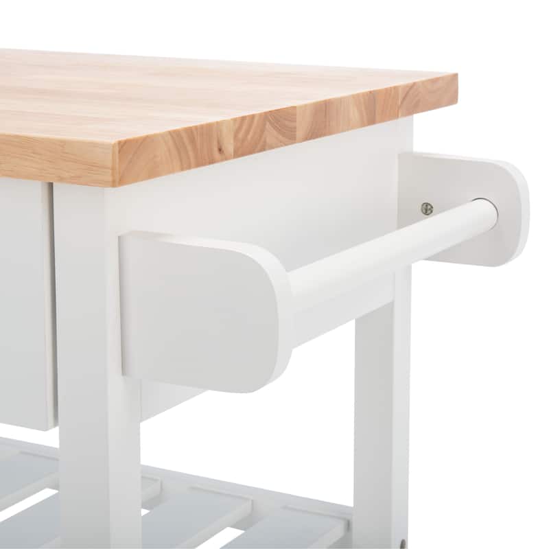 SAFAVIEH Risa 2-Drawer 2-Shelf Kitchen Cart - 47.2" W x 18.9" L x 35.4" H - 47Wx19Dx35H