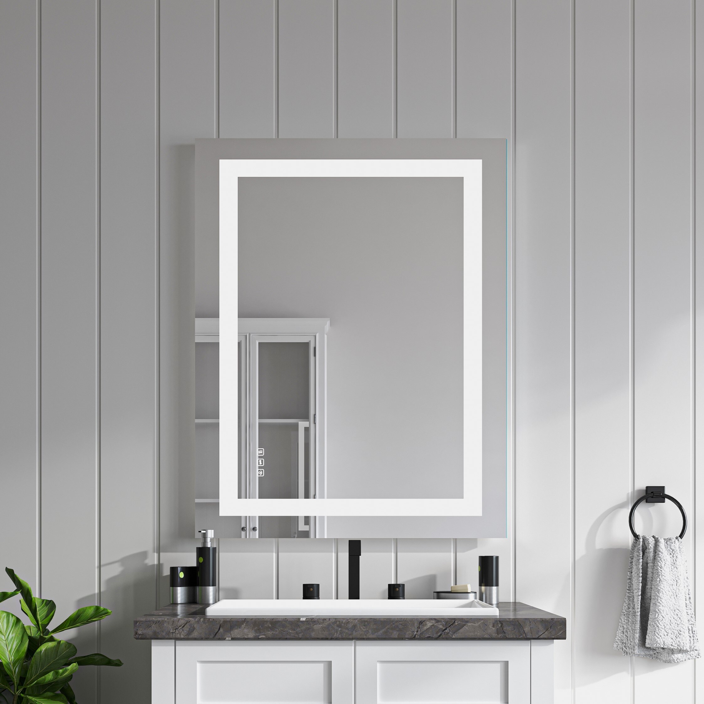 Frameless rectangular led light bathroom vanity mirror on sale