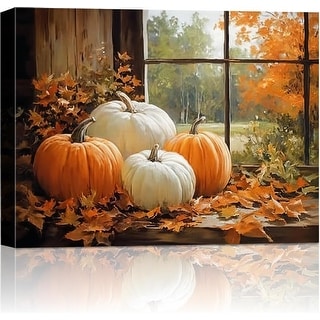 Vintage Pumpkin Window Fall Wall Art Decor - Bed Bath & Beyond - 43438261