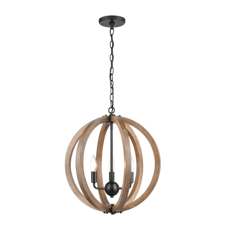 Elk Home Barrow Matte Black Wood 3 Light Chandelier