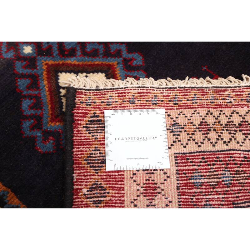 ECARPETGALLERY Hand-knotted Melis Vintage Dark Navy Wool Rug - 5'3 x 6'7