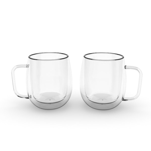 JoyJolt Caleo Double Wall Insulated Mugs, Set of 2 Espresso Cups Bed