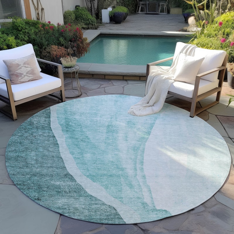 Machine Washable Indoor/ Outdoor Chantille Modern Abstract Rug