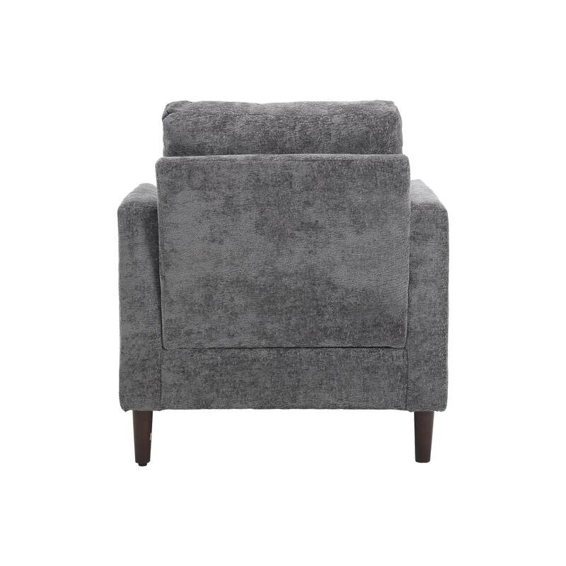 Gray Modern 29.53" Chenille Upholstered Arm Chair with Solid Wood Frame and Pillows