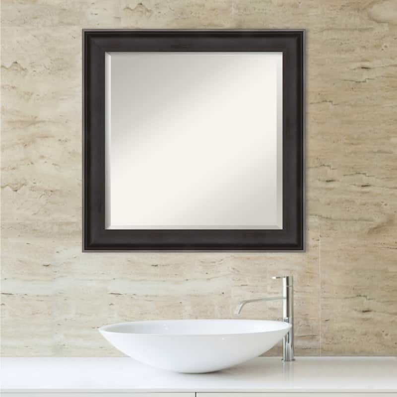 Beveled Wood Bathroom Wall Mirror - Allure Charcoal Frame