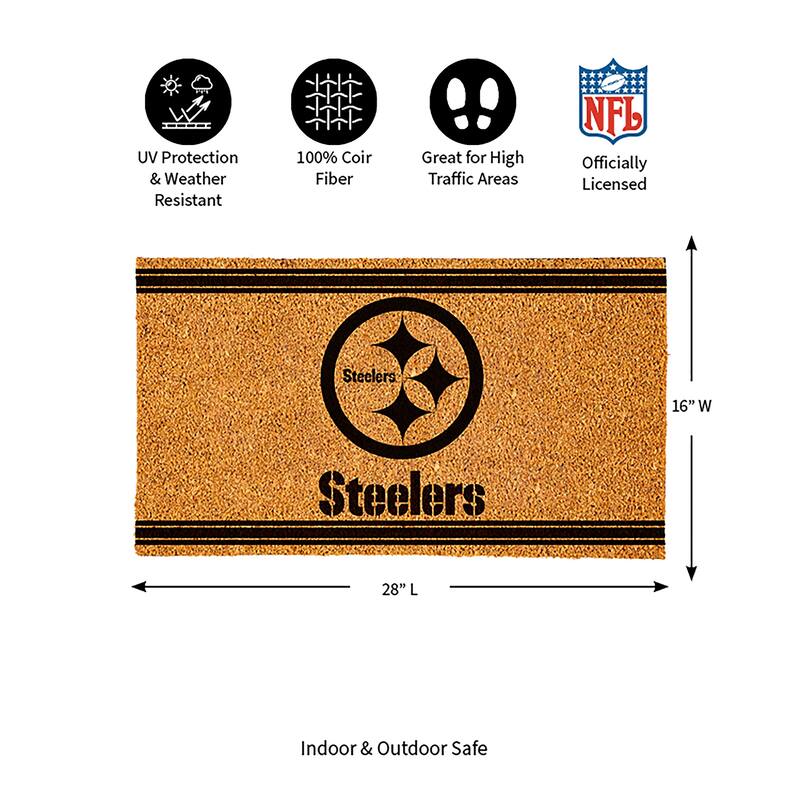 Pittsburgh Steelers Monochrome Indoor/Outdoor Coir Door Mat
