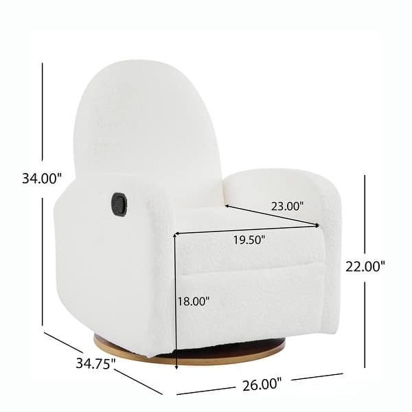 dimension image slide 2 of 4, Christopher Knight Home 360 Swivel and Glider Boucle Recliner Chair