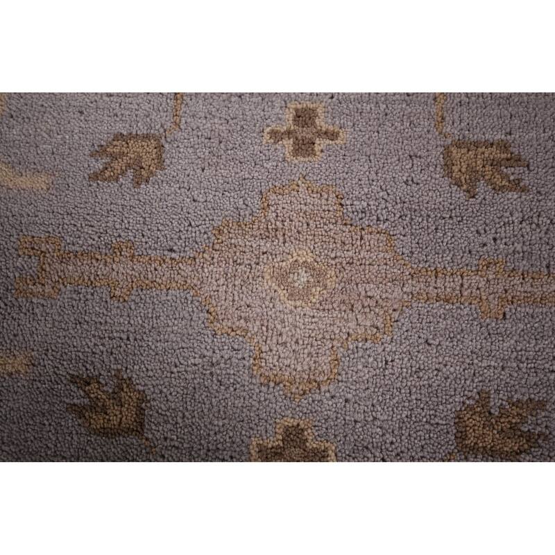 Gray Oushak Indian Area Rug Handmade Transitional Wool Carpet - 8'1"x 9'10"