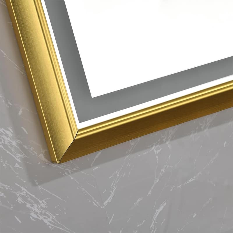 Rectangular Brushed gold Framed LED Mirror Bathroom Vanity Mirror