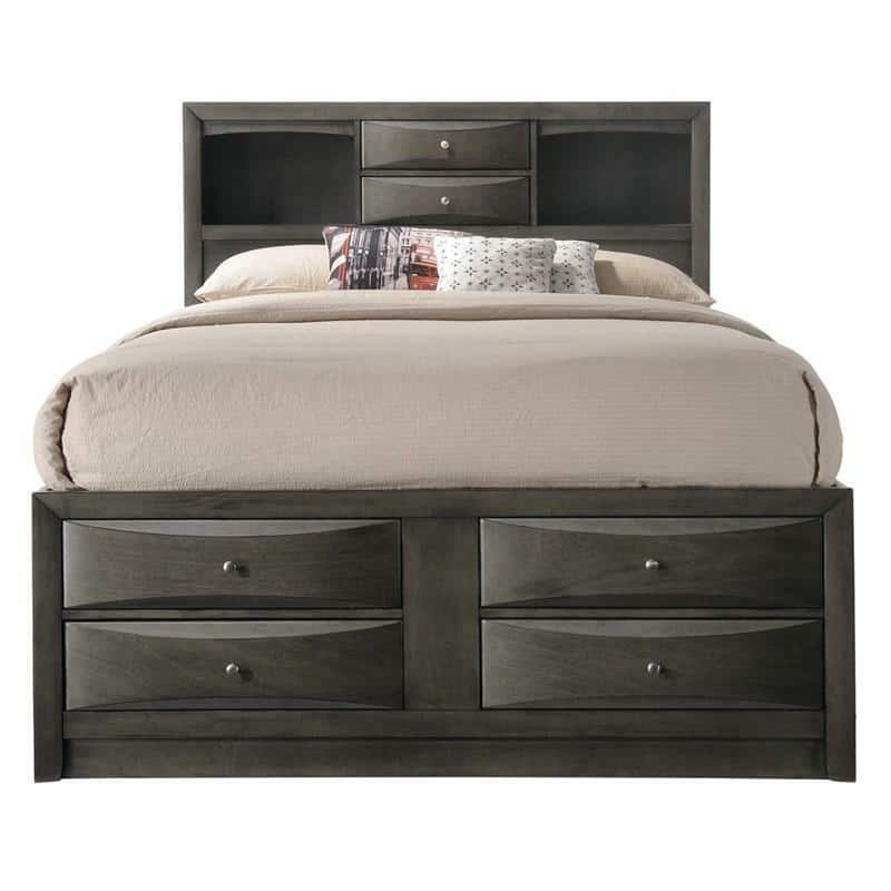 Captain's Bed Solid Wood Extra Storage Drawers Platform Bed 1pc Bed