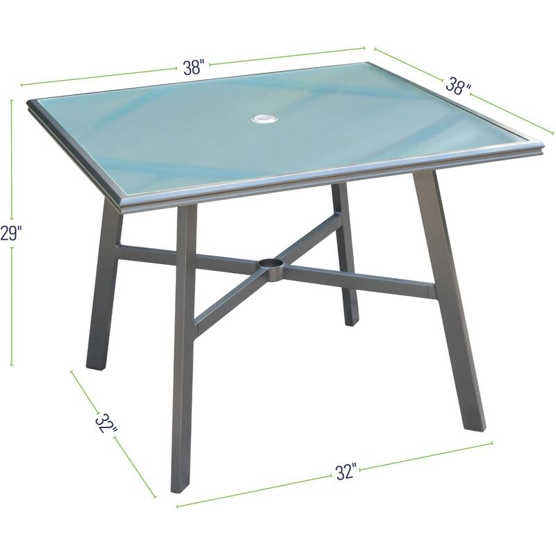Hanover All-Weather Commercial-Grade Aluminum 38" Square Glass-Top Dining Table - N/A