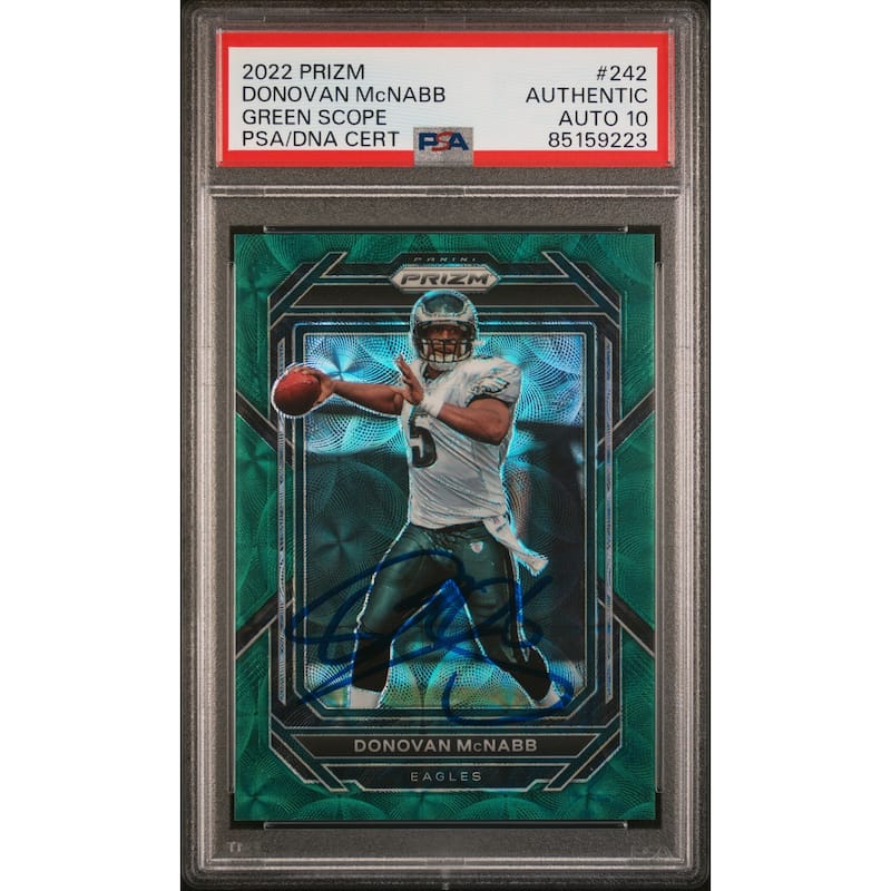 Donovan McNabb 2022 Panini Prizm Green Scope Card #242 Auto Graded PSA 10 47/75 - 8'6" x 11'6"