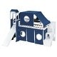 preview thumbnail 3 of 16, Twin Loft Bed with Play Tent, Tower & Castle Design, Solid Wood Frame