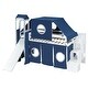 preview thumbnail 20 of 34, Twin Size Loft Bed with Storage Stairs, Tent & Tower, Solid Wood Castle-Inspired Kids Loft Bed Frame with Slide, Fence & Window