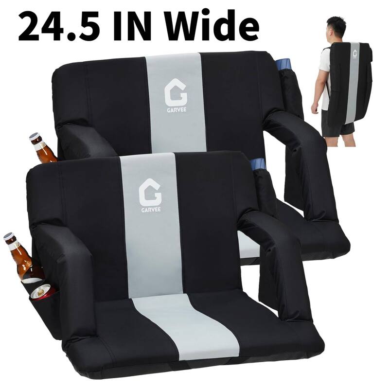 2 PCS 24.5" Reclining Bleacher Seat, Stadium Chair with Back Support Padded Cushion - Multi