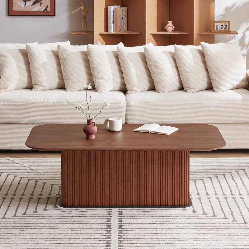 Coffee Table Walnut Wood Surface and Black Metel Feet