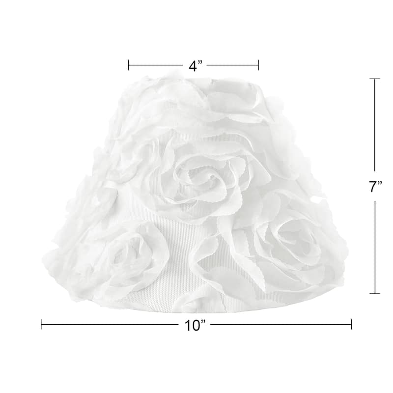 White Floral Rose Lamp Shade - Solid Flower Luxurious Elegant Princess Vintage Boho Shabby Chic Luxury Glam High End Roses