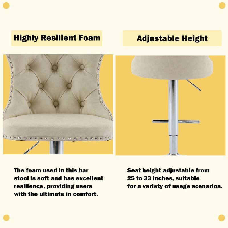 Swivel Foam Barstools Adjusatble Seat Set of 6