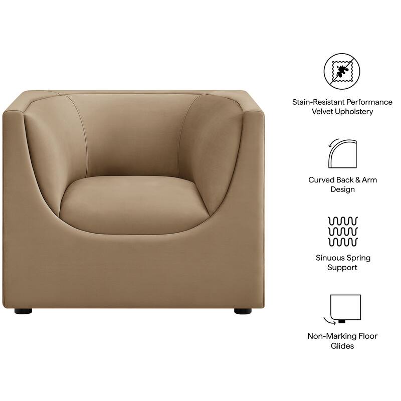 Hilda Curved Back Performance Velvet Armchair