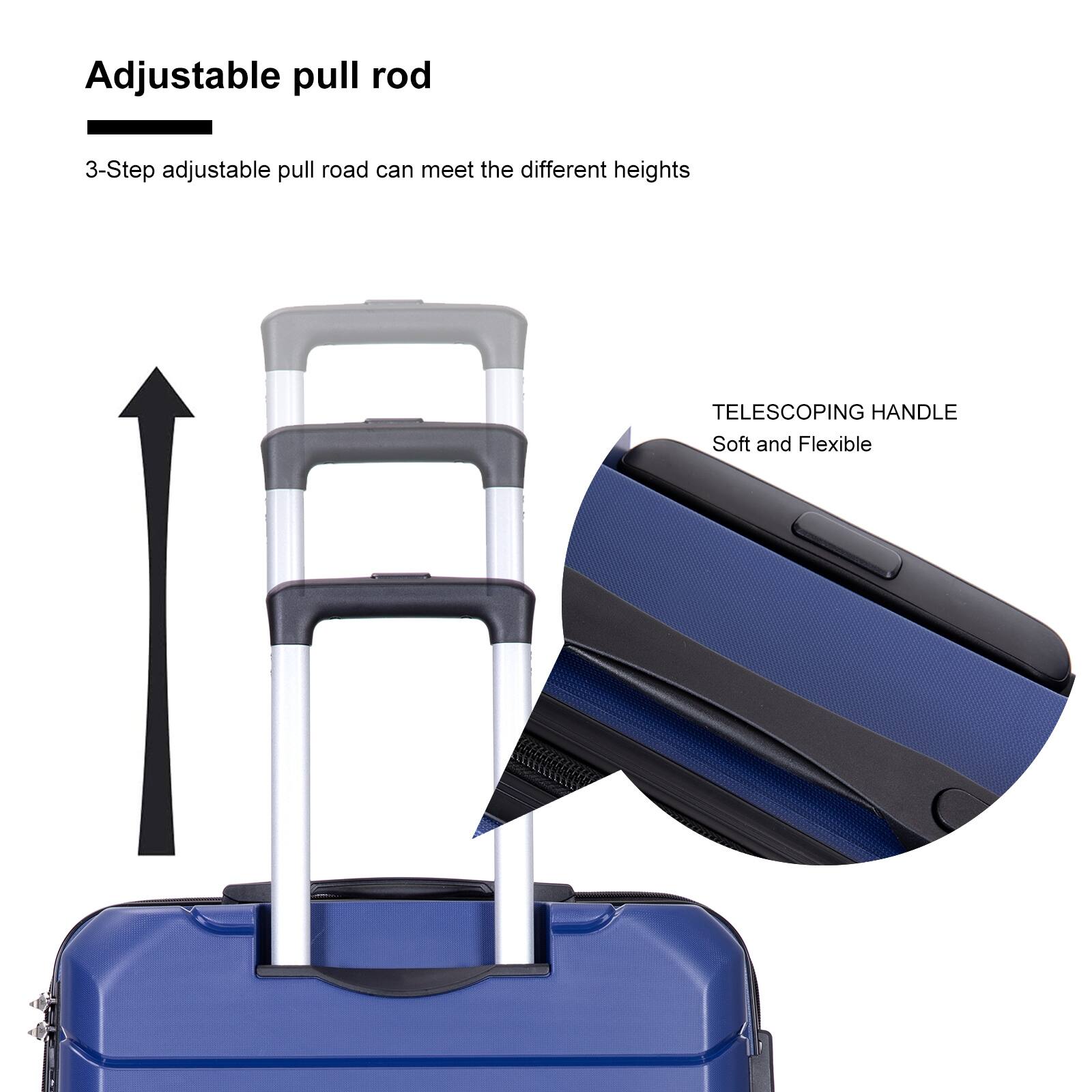 Hardshell Suitcase Spinner Wheels PP Luggage Sets of 3, Horizontal Sag