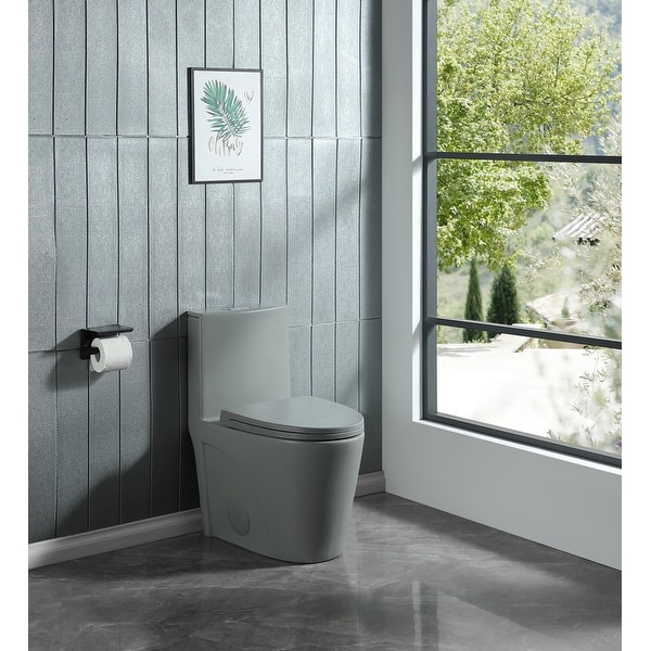WOODBRIDGEE One Piece Toilet With Soft Closing Seat, Chair Height, 1.28 GPF Dual, Water Sensed, 1000 Gram Map Flushing Score Toilet With Mattle