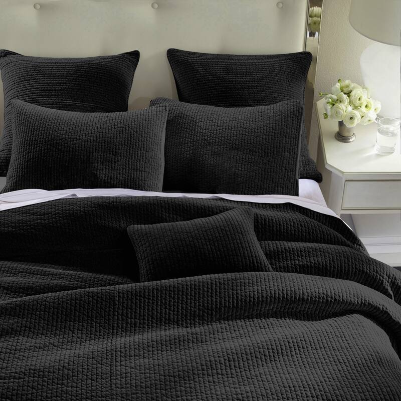 HiEnd Accents Stonewashed Cotton Velvet Traditional Bedding 3 Piece Quilt Set with Pillow Shams