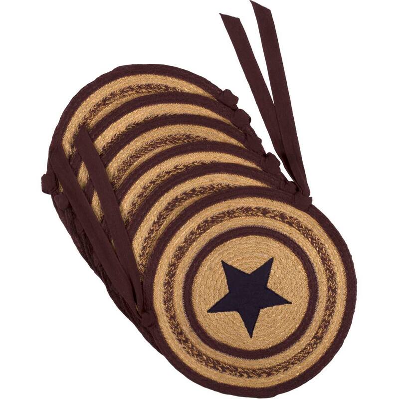 Potomac Jute Applique Star Chair Pad Set of 6
