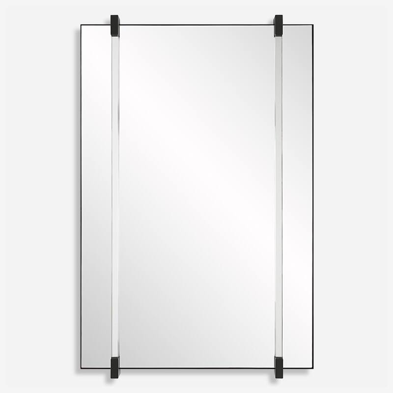 3 Dimensional Rectangular Framed Wall Mirror - 37.25" - Matte Black